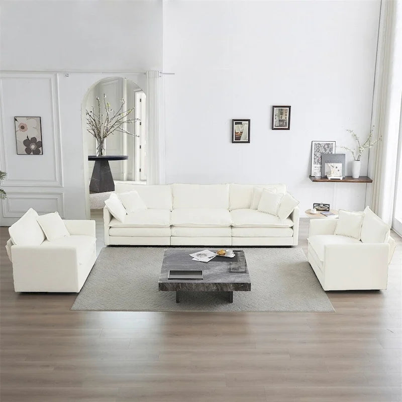 Sofá de 3, sofá de sala de estar de 1+1+3 asientos, silla decorativa, sofá de dos plazas