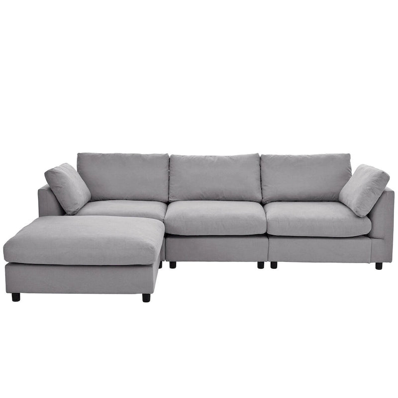 Sofá Seccional Convertible Tapizado, Sofá en Forma de L con Chaise Reversible para Sala de Estar