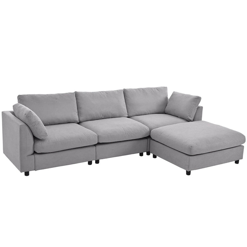 Sofá Seccional Convertible Tapizado, Sofá en Forma de L con Chaise Reversible para Sala de Estar