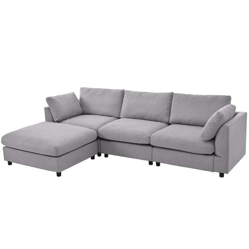 Sofá Seccional Convertible Tapizado, Sofá en Forma de L con Chaise Reversible para Sala de Estar