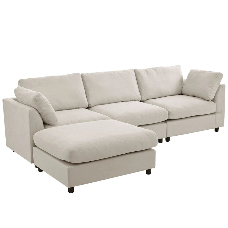 Sofá Seccional Convertible Tapizado, Sofá en Forma de L con Chaise Reversible para Sala de Estar