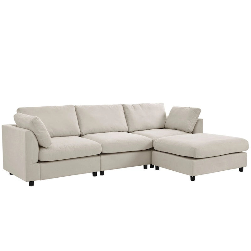 Sofá Seccional Convertible Tapizado, Sofá en Forma de L con Chaise Reversible para Sala de Estar