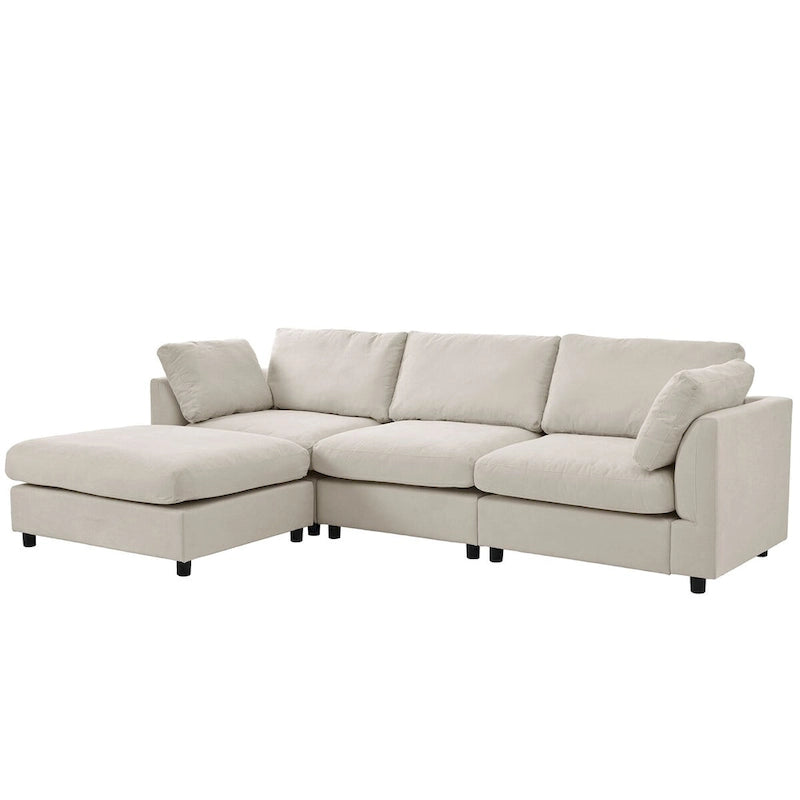 Sofá Seccional Convertible Tapizado, Sofá en Forma de L con Chaise Reversible para Sala de Estar