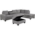 Sofá seccional moderno en forma de L de 112 pulgadas con chaise reversible y otomana de almacenamiento