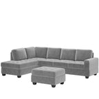Sofá seccional moderno en forma de L de 112 pulgadas con chaise reversible y otomana de almacenamiento