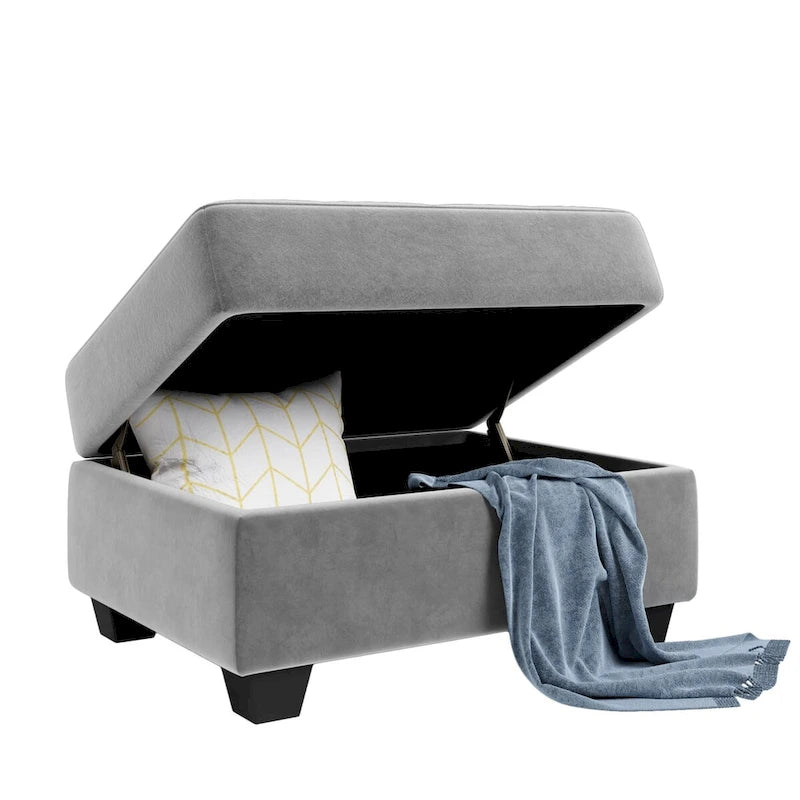 Sofá seccional moderno en forma de L de 112 pulgadas con chaise reversible y otomana de almacenamiento