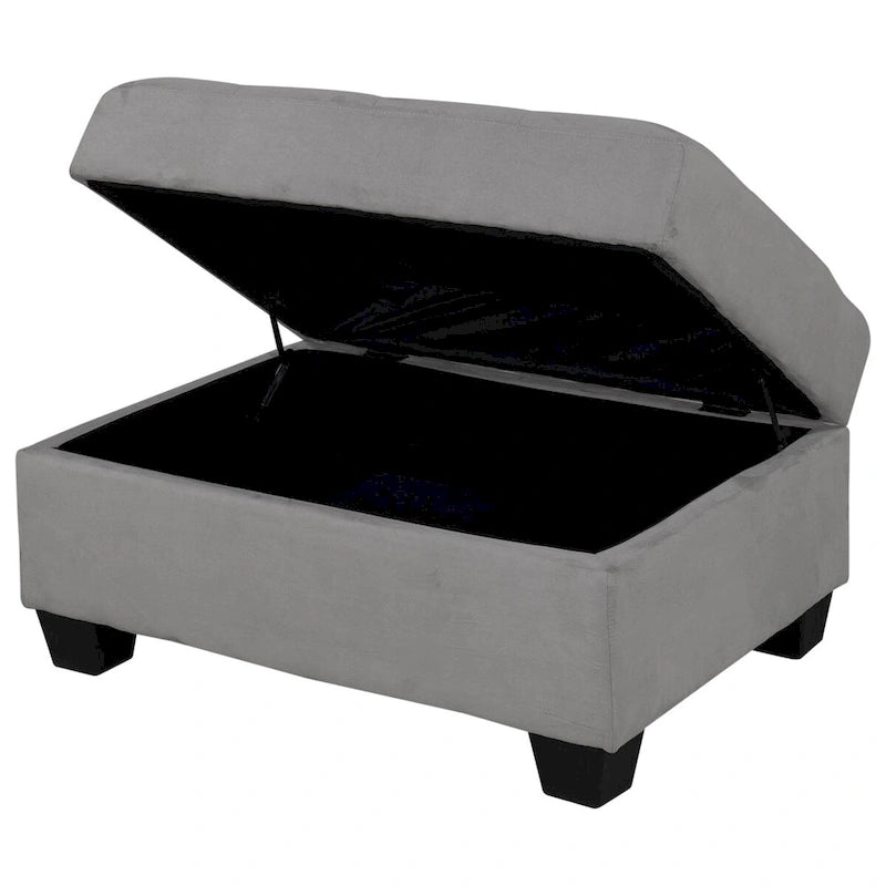 Sofá seccional moderno en forma de L de 112 pulgadas con chaise reversible y otomana de almacenamiento