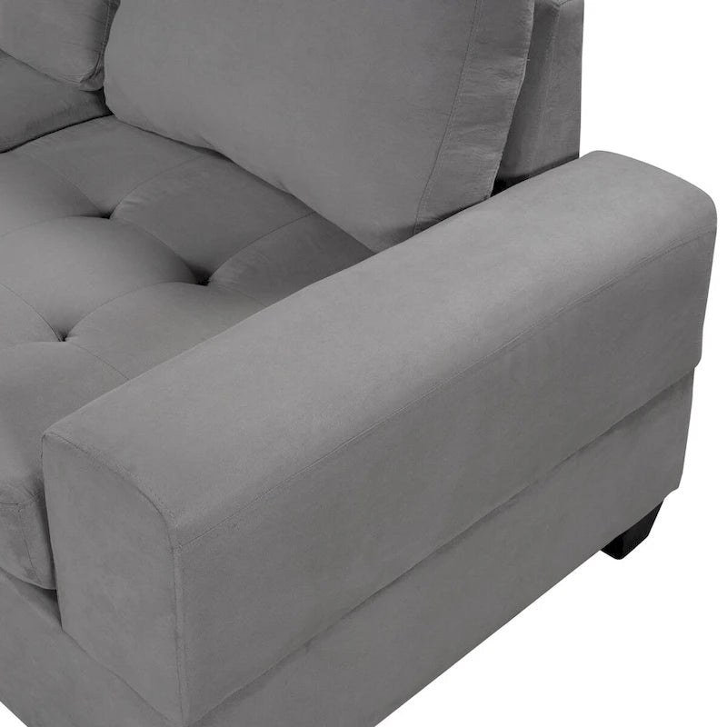 Sofá seccional moderno en forma de L de 112 pulgadas con chaise reversible y otomana de almacenamiento