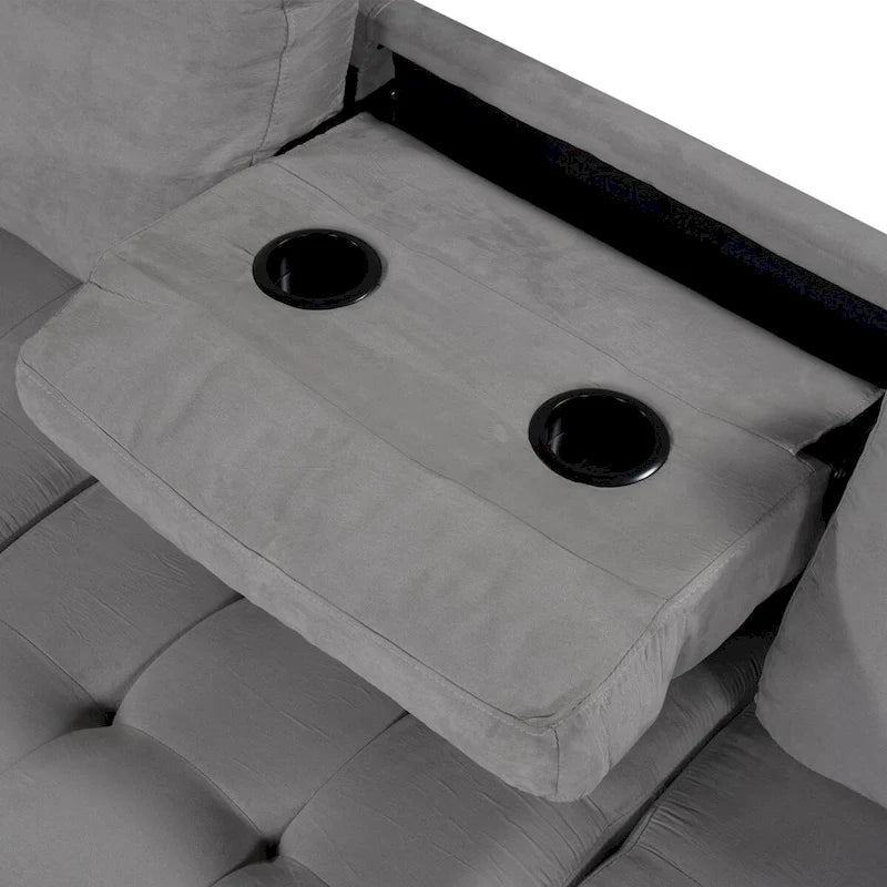 Sofá seccional moderno en forma de L de 112 pulgadas con chaise reversible y otomana de almacenamiento