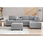 Sofá seccional moderno en forma de L de 112 pulgadas con chaise reversible y otomana de almacenamiento