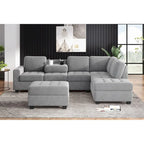 Sofá seccional moderno en forma de L de 112 pulgadas con chaise reversible y otomana de almacenamiento