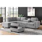 Sofá seccional moderno en forma de L de 112 pulgadas con chaise reversible y otomana de almacenamiento