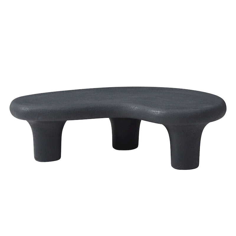 Mesa de centro "Nube" de fibra de vidrio de 47.24", mesa vintage con 3 patas de soporte, mesa central irregular, no necesita montaje