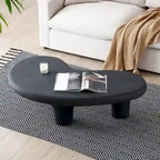 Mesa de centro "Nube" de fibra de vidrio de 47.24", mesa vintage con 3 patas de soporte, mesa central irregular, no necesita montaje