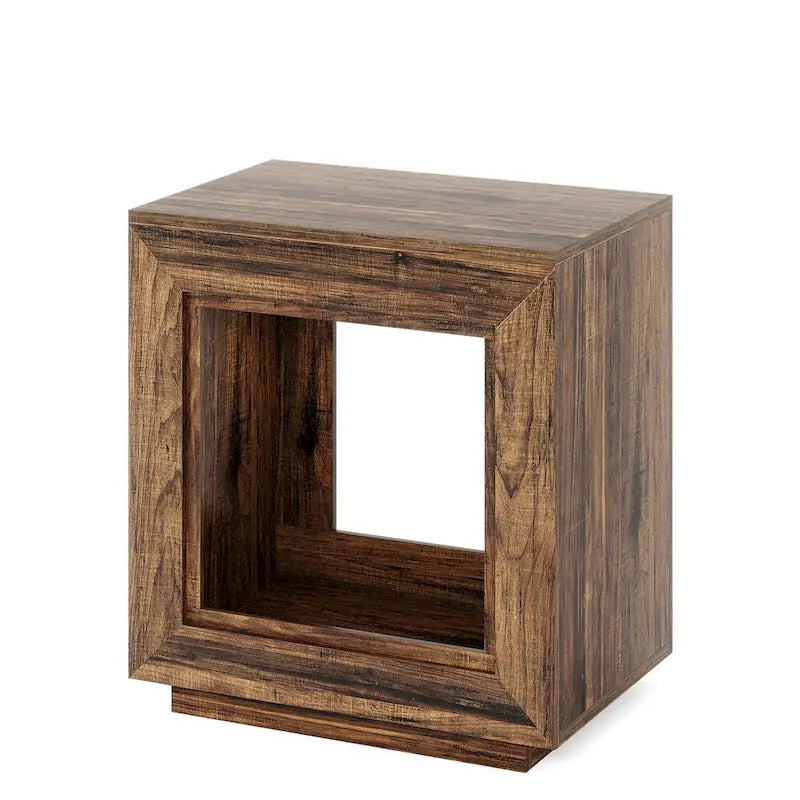 Mesita de noche o lateral rectangular de estilo rústico de 23.62 pulgadas para sala de estar