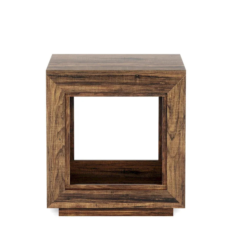 Mesita de noche o lateral rectangular de estilo rústico de 23.62 pulgadas para sala de estar