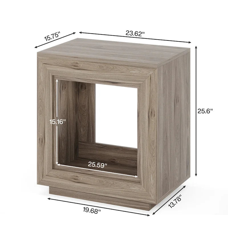 Mesita de noche o lateral rectangular de estilo rústico de 23.62 pulgadas para sala de estar