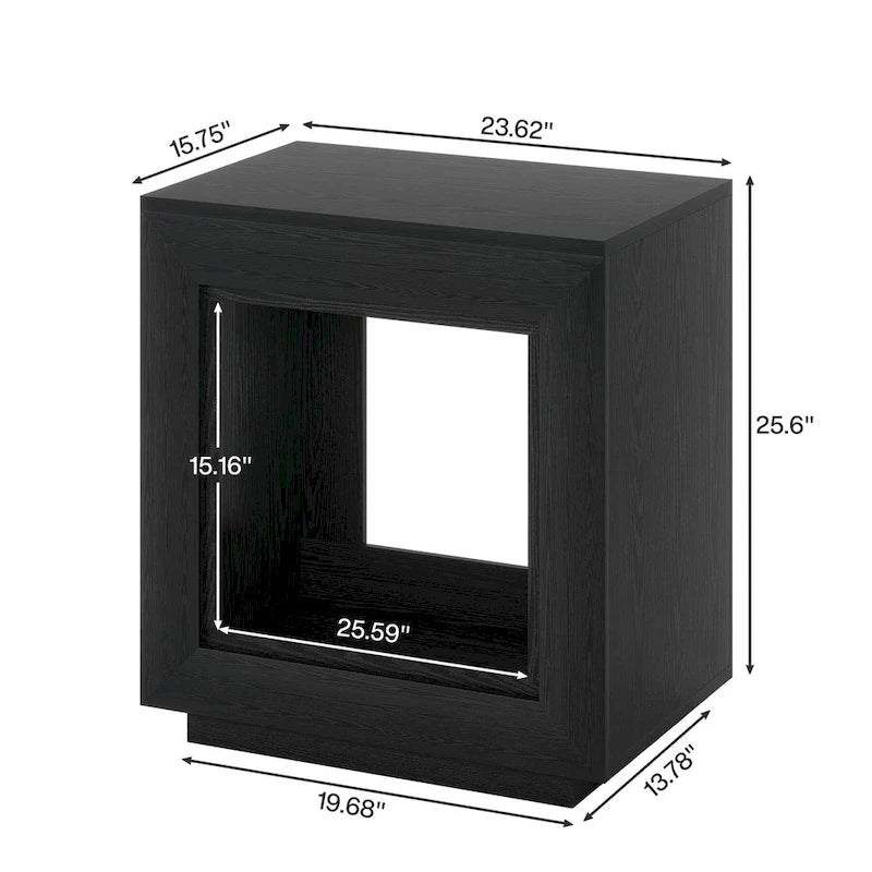 Mesita de noche o lateral rectangular de estilo rústico de 23.62 pulgadas para sala de estar