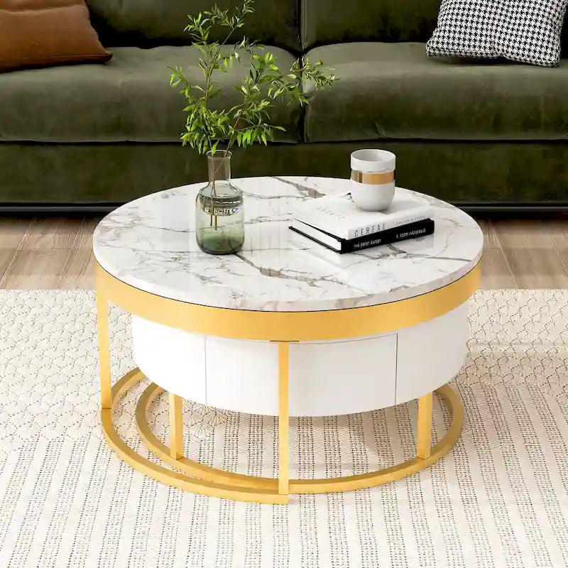 Mesa de centro nido redonda moderna con cajones