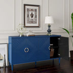Mueble de almacenamiento de 4 puertas con patas de pino y MDF
