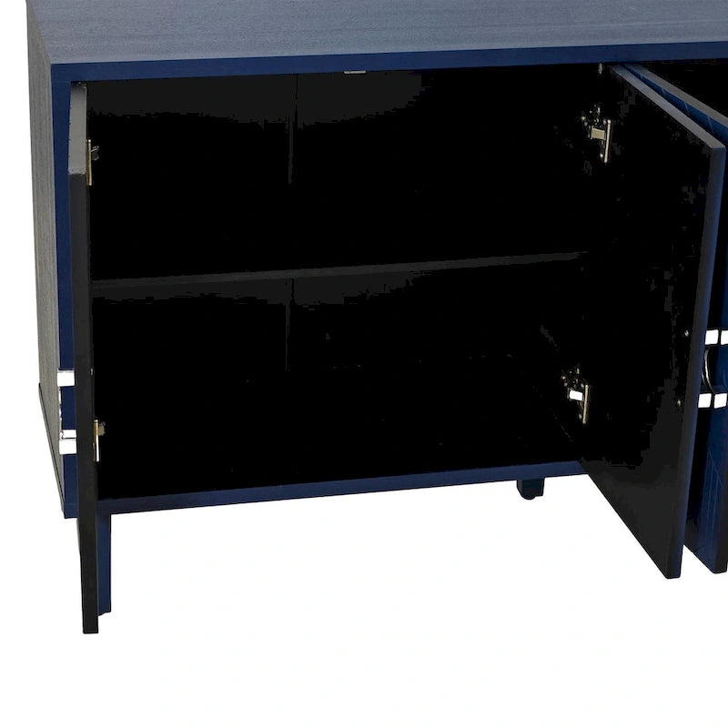 Mueble de almacenamiento de 4 puertas con patas de pino y MDF