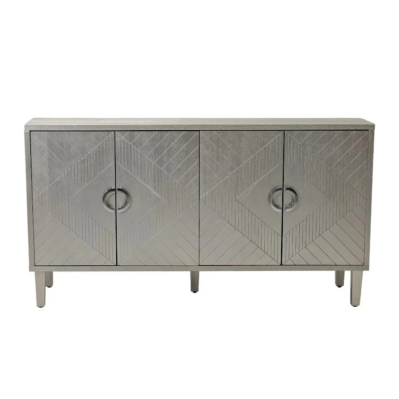 Mueble de almacenamiento de 4 puertas con patas de pino y MDF