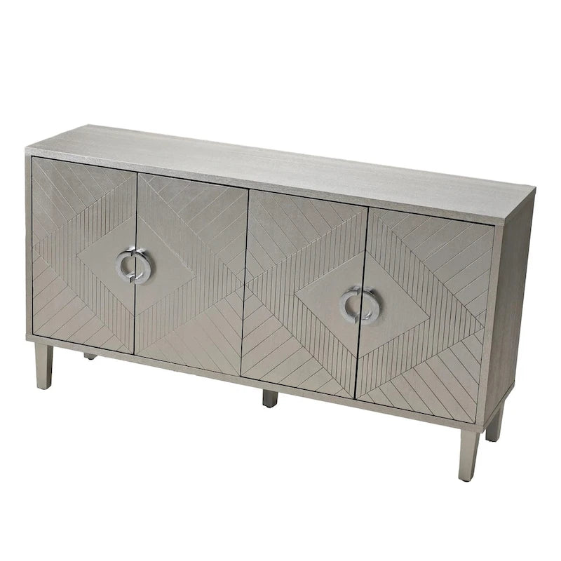 Mueble de almacenamiento de 4 puertas con patas de pino y MDF