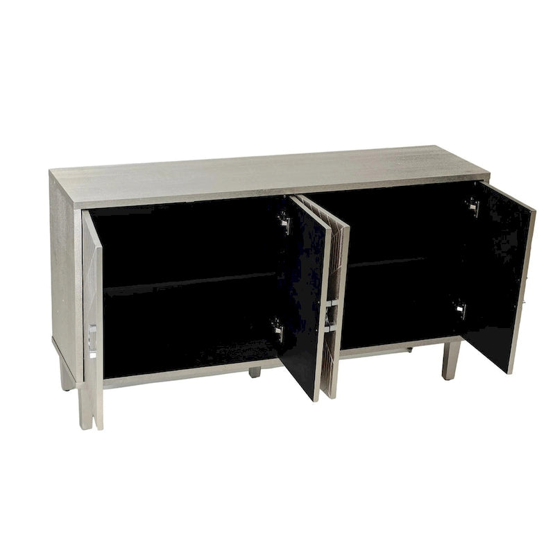 Mueble de almacenamiento de 4 puertas con patas de pino y MDF