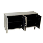 Mueble de almacenamiento de 4 puertas con patas de pino y MDF