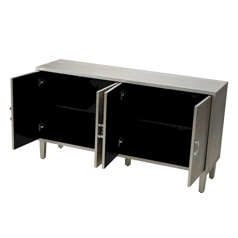 Mueble de almacenamiento de 4 puertas con patas de pino y MDF