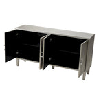 Mueble de almacenamiento de 4 puertas con patas de pino y MDF