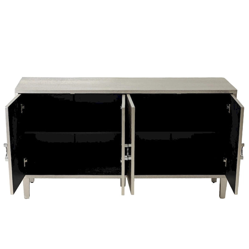 Mueble de almacenamiento de 4 puertas con patas de pino y MDF
