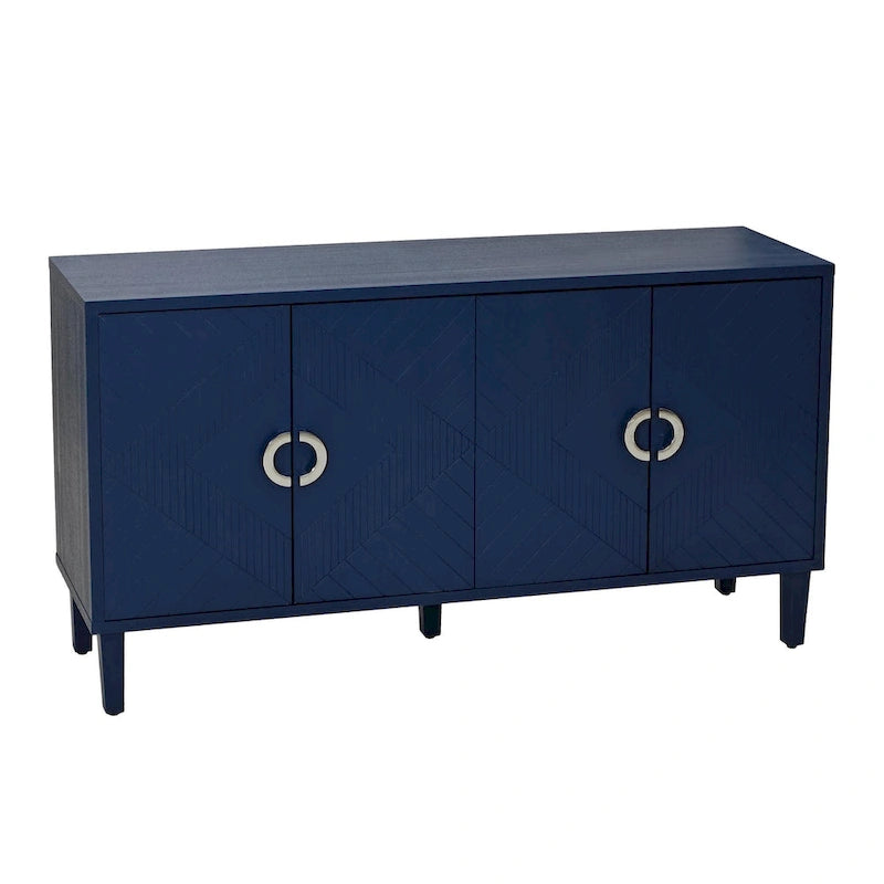 Mueble de almacenamiento de 4 puertas con patas de pino y MDF
