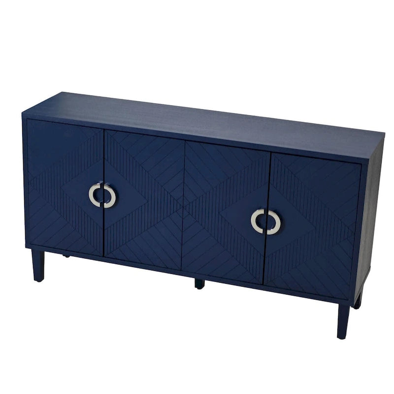 Mueble de almacenamiento de 4 puertas con patas de pino y MDF