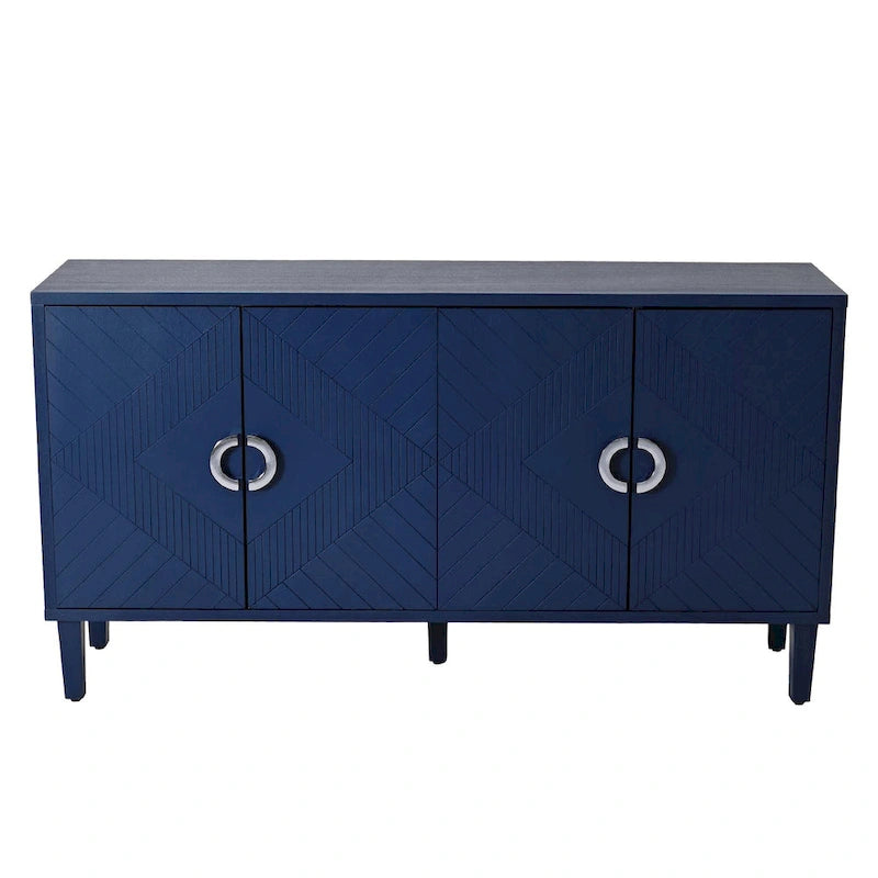 Mueble de almacenamiento de 4 puertas con patas de pino y MDF
