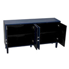 Mueble de almacenamiento de 4 puertas con patas de pino y MDF