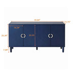 Mueble de almacenamiento de 4 puertas con patas de pino y MDF