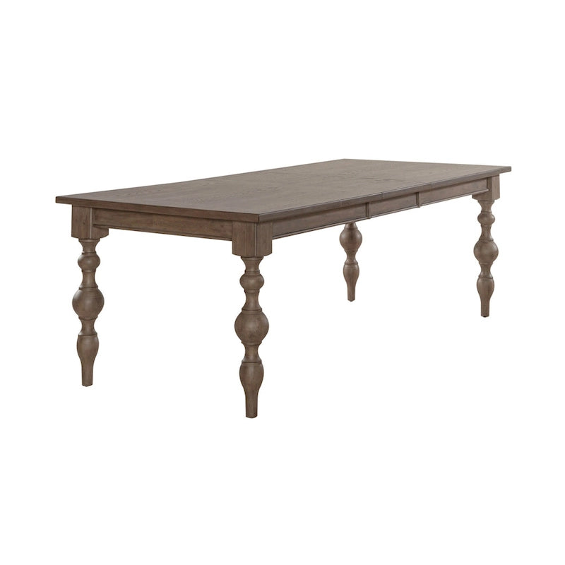 Mesa rectangular de 7 piezas rústica color topo