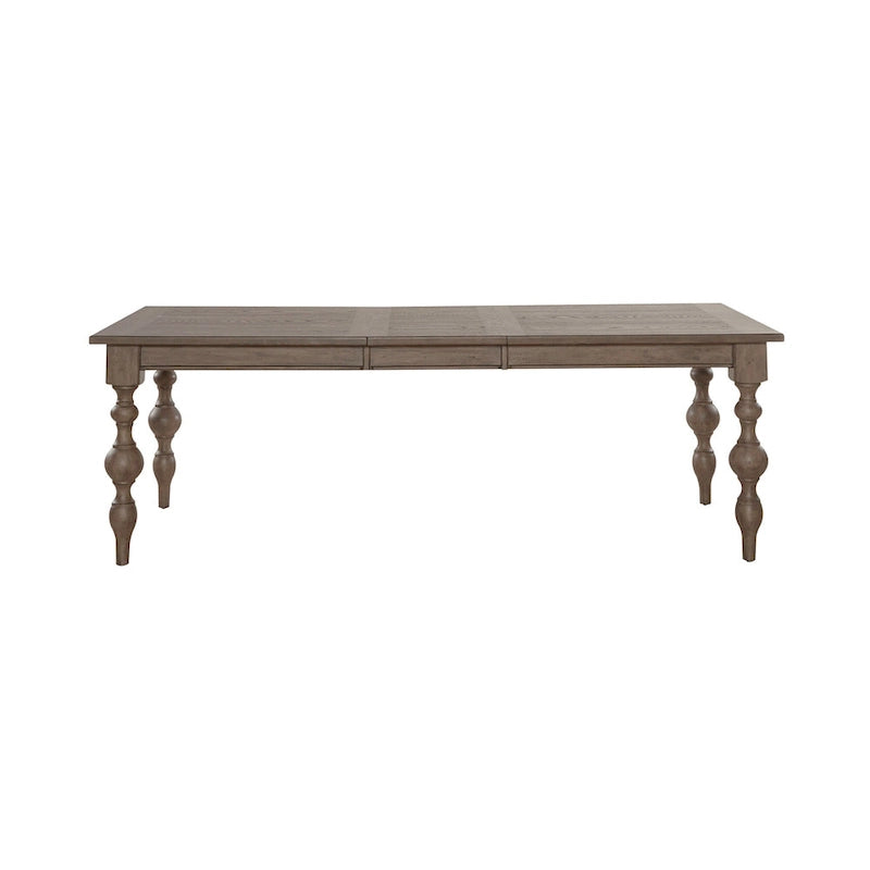 Mesa rectangular de 7 piezas rústica color topo