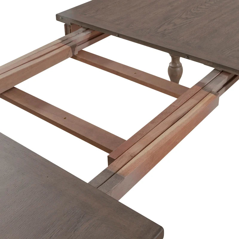 Mesa rectangular de 7 piezas rústica color topo