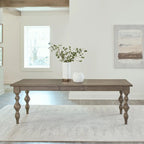 Mesa rectangular de 7 piezas rústica color topo