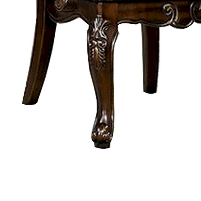 Sillón de comedor tallado de 29 pulgadas, paquete de 2, piel sintética marrón