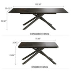 Juego de comedor rectangular extensible de piedra sinterizada con patas cruzadas de 9 piezas con 8 sillas para el hogar o la villa