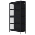 Mueble aparador con cuatro puertas de cristal, estantes ajustables y patas, de acero laminado en frío