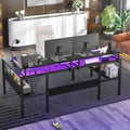 Mesa de ordenador monitor de escritorio para juegos reversible en forma de U con puertos USB y luces LED