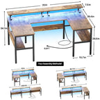 Mesa de ordenador monitor de escritorio para juegos reversible en forma de U con puertos USB y luces LED