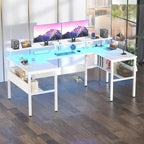 Mesa de ordenador monitor de escritorio para juegos reversible en forma de U con puertos USB y luces LED