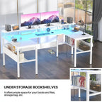 Mesa de ordenador monitor de escritorio para juegos reversible en forma de U con puertos USB y luces LED