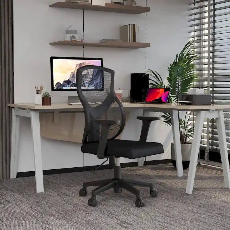 Silla de oficina con respaldo medio, altura ajustable, giro e inclinación