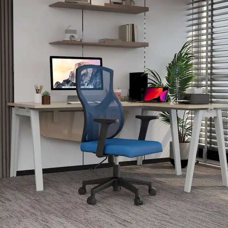 Silla de oficina con respaldo medio, altura ajustable, giro e inclinación